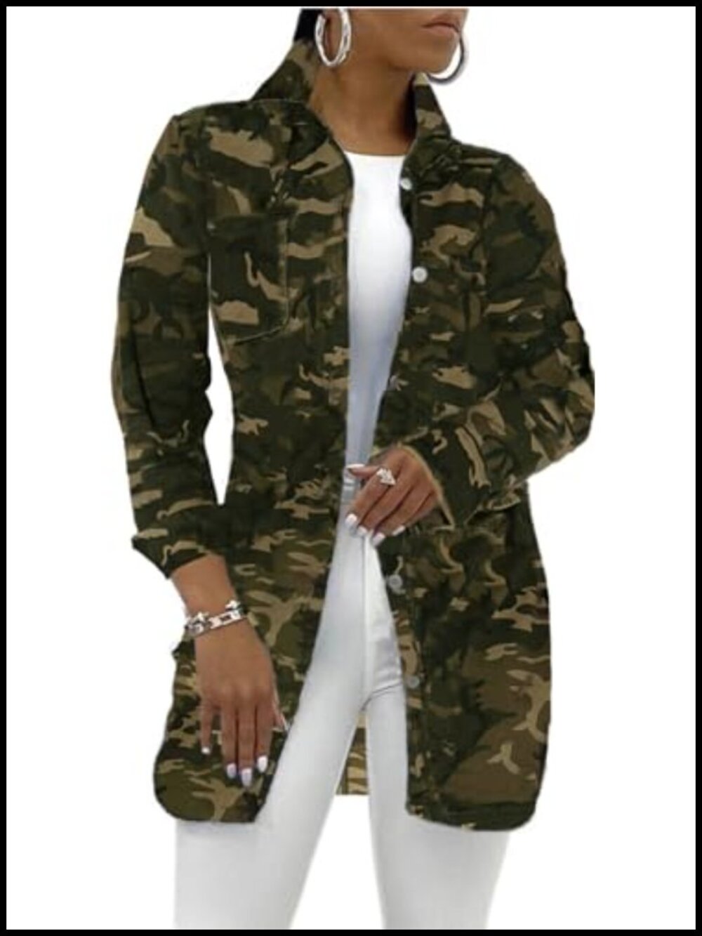 Women's Long Sleeve Classic Trucker Denim Jacket with Pocket - Picture 1 of 6